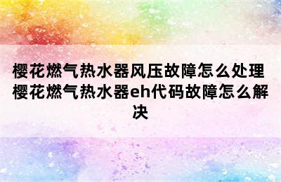 樱花燃气热水器风压故障怎么处理 樱花燃气热水器eh代码故障怎么解决